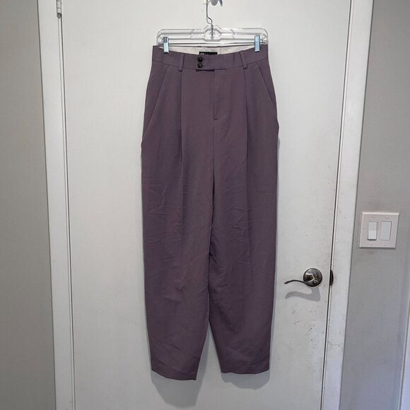Asos Design Purple High-Waisted Pleated Lightweight Women's Trousers Pant Size 3 - Picture 3 of 12